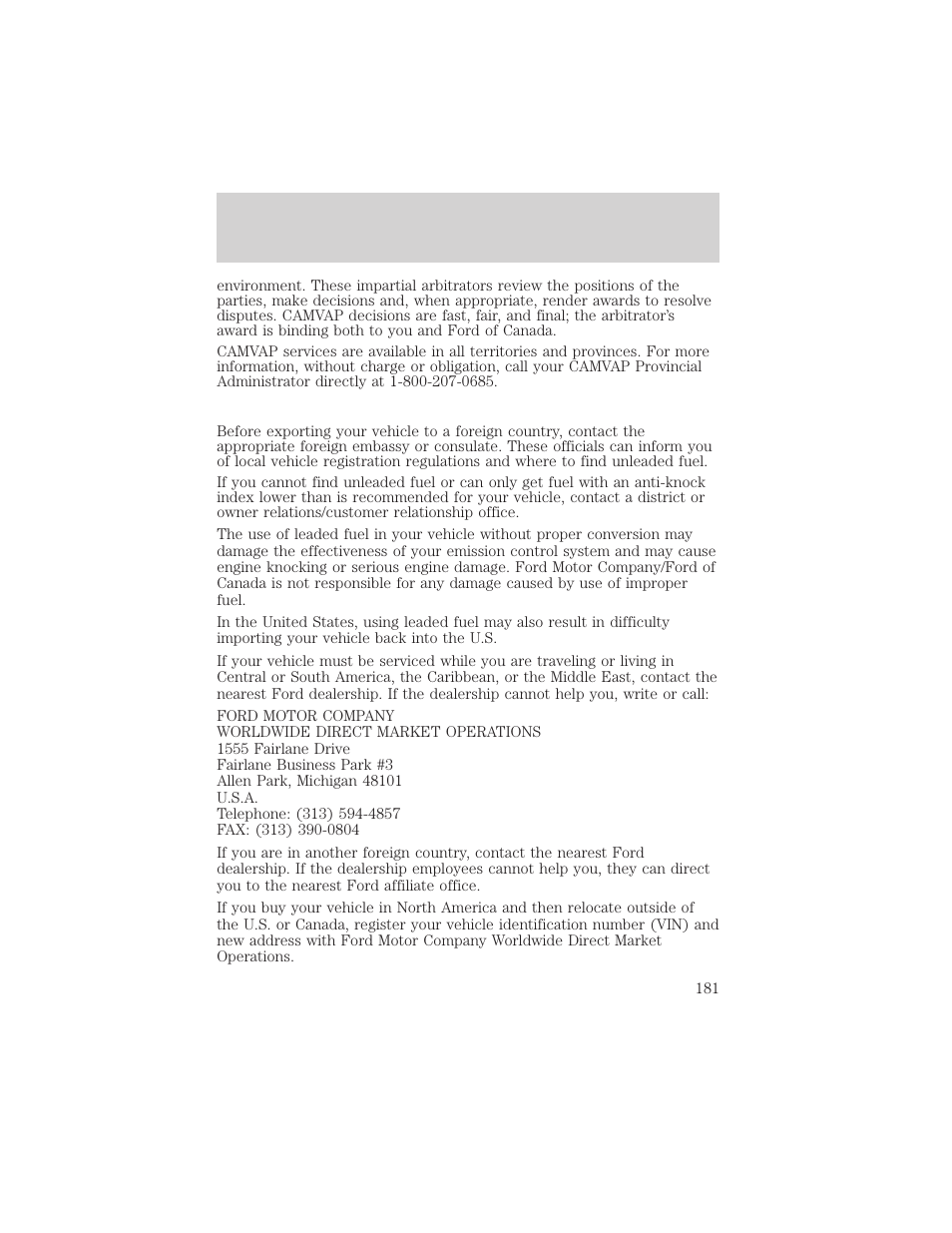 Customer assistance | FORD 2002 Taurus v.3 User Manual | Page 181 / 240