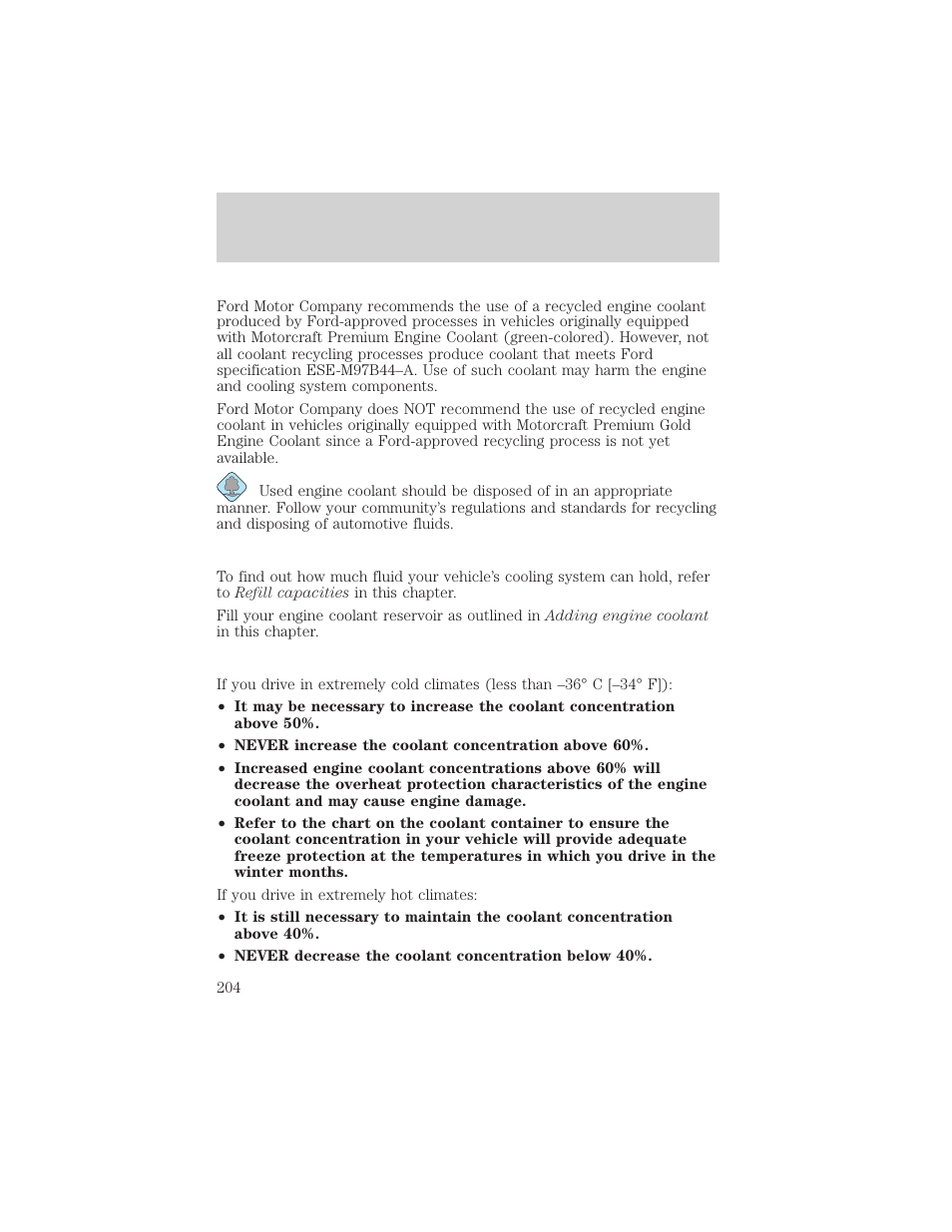 Maintenance and specifications | FORD 2002 Taurus v.3 User Manual | Page 204 / 240