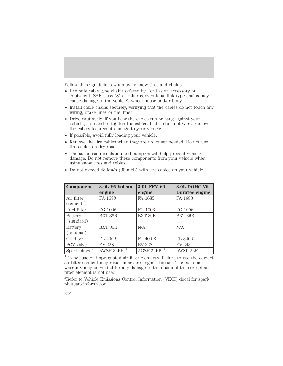 Maintenance and specifications | FORD 2002 Taurus v.3 User Manual | Page 224 / 240