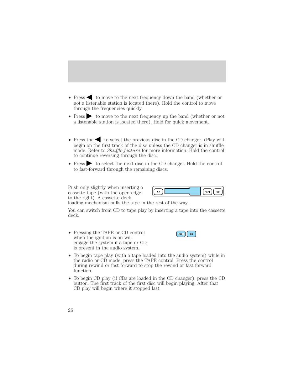 Entertainment systems | FORD 2002 Taurus v.3 User Manual | Page 26 / 240