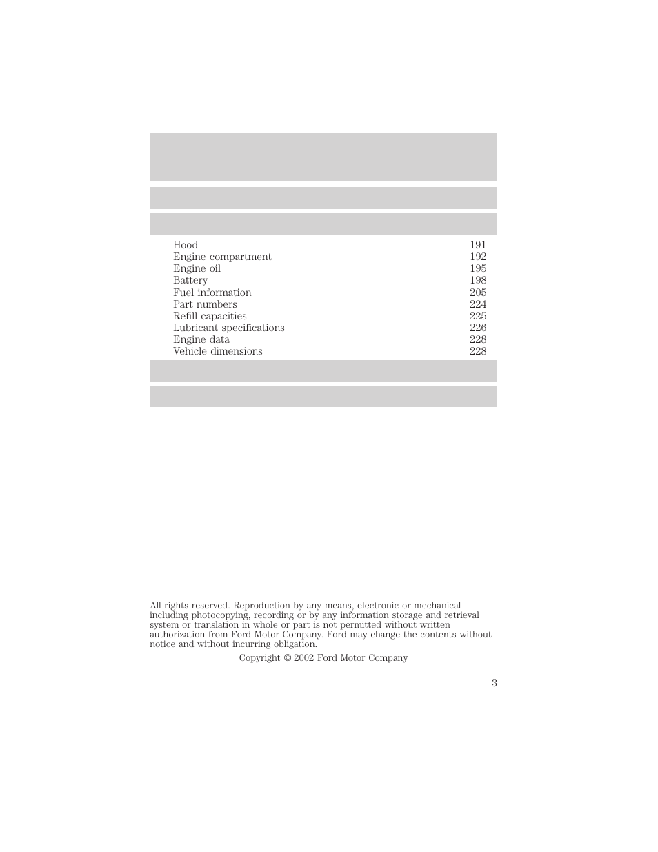 FORD 2002 Taurus v.3 User Manual | Page 3 / 240