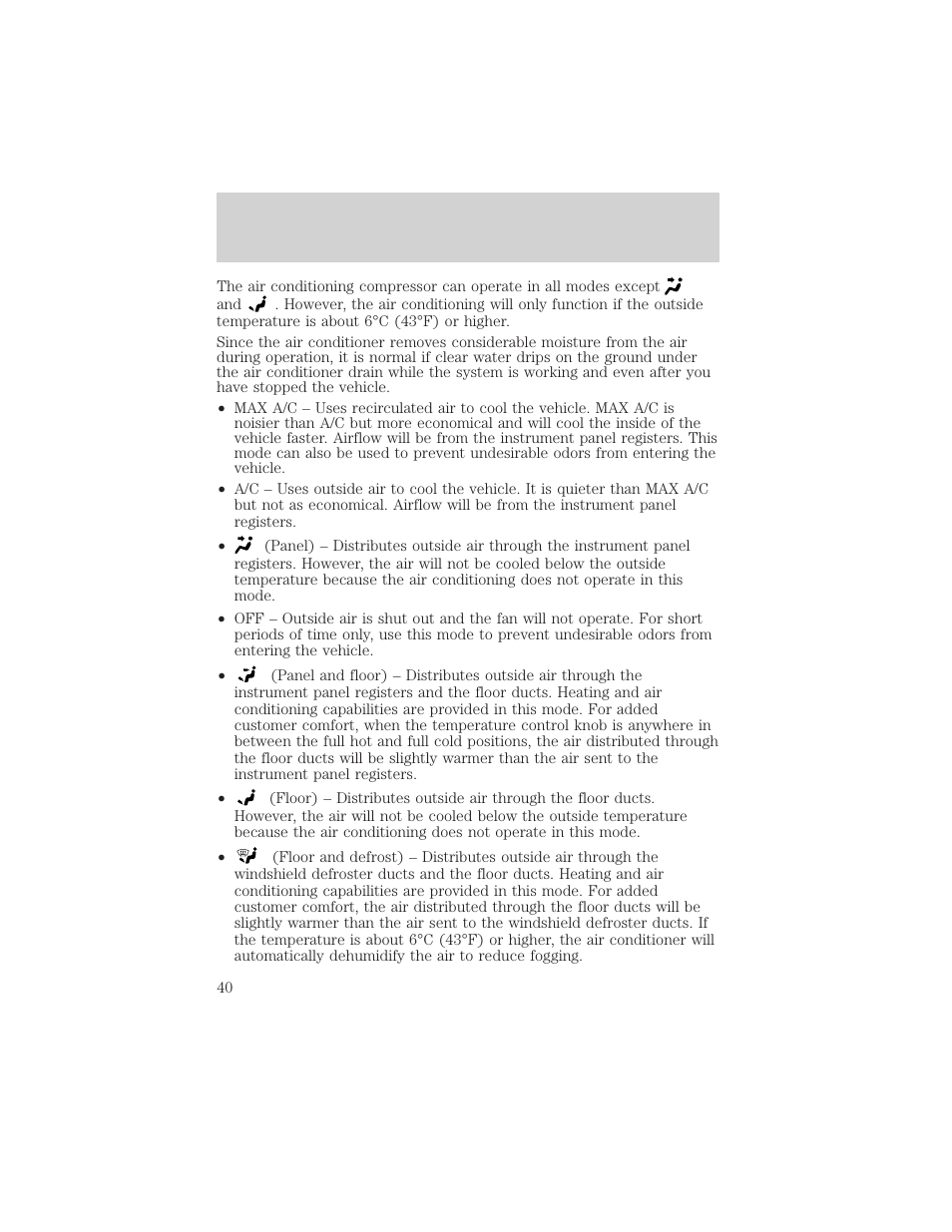 Climate controls | FORD 2002 Taurus v.3 User Manual | Page 40 / 240