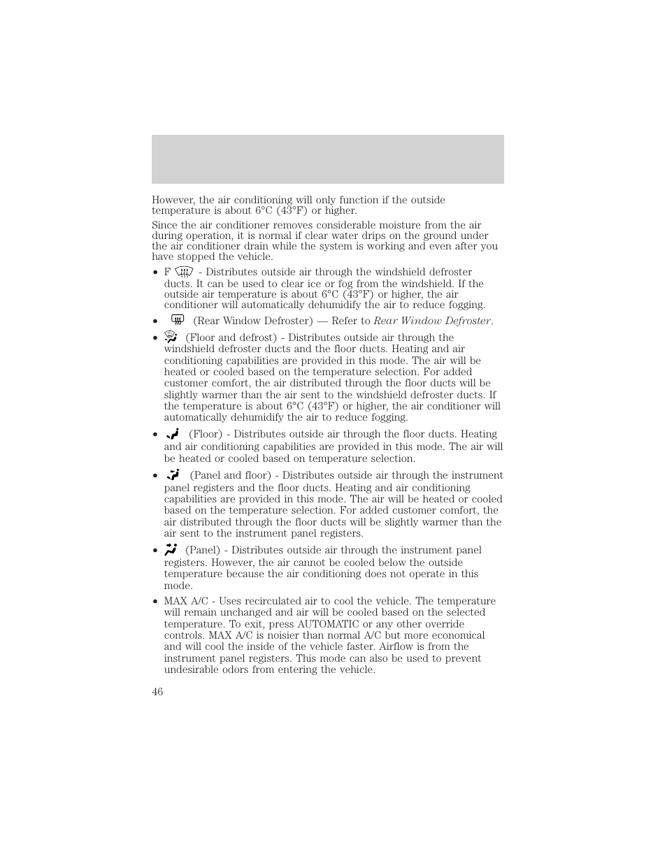 Climate controls | FORD 2002 Taurus v.3 User Manual | Page 46 / 240