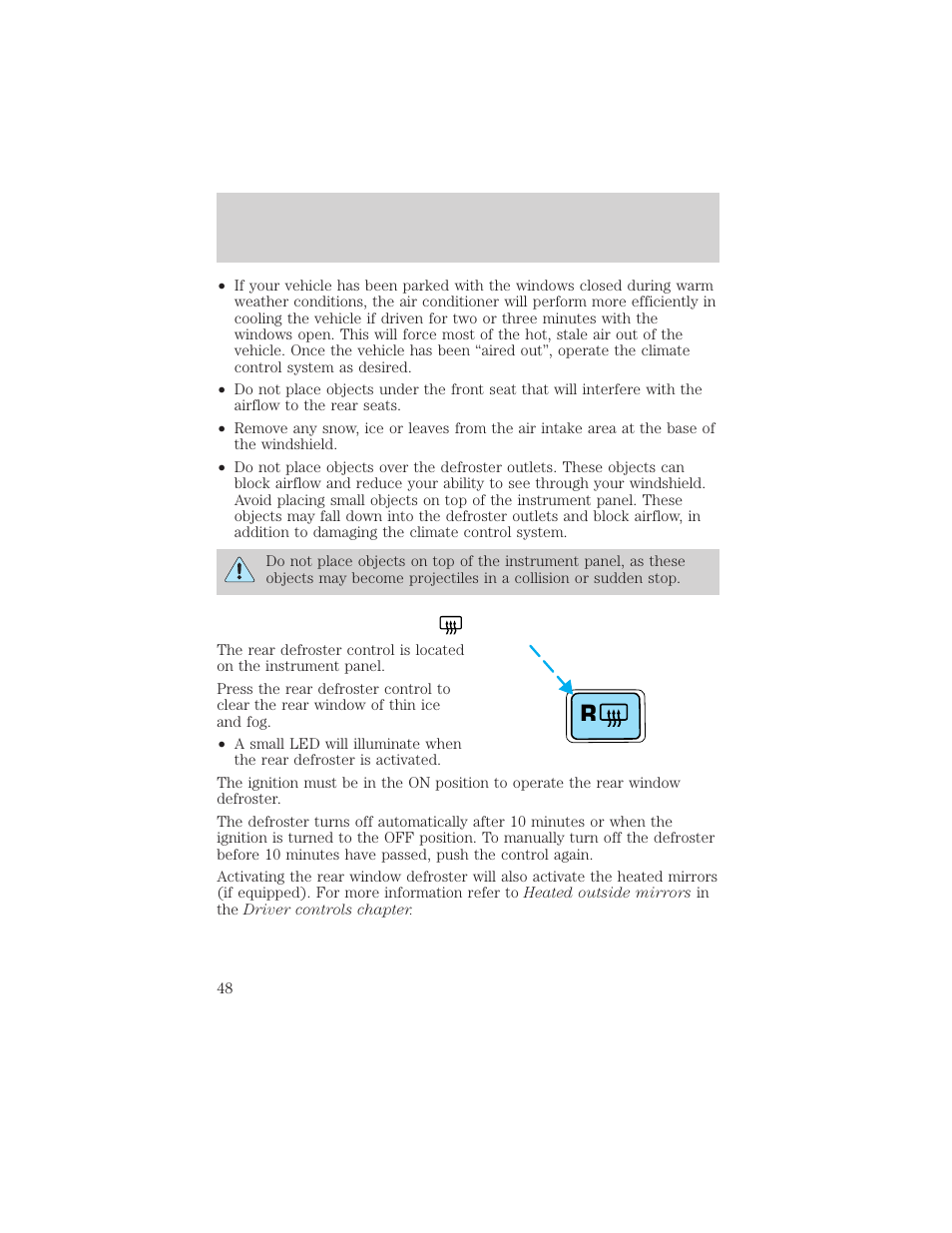 Climate controls | FORD 2002 Taurus v.3 User Manual | Page 48 / 240
