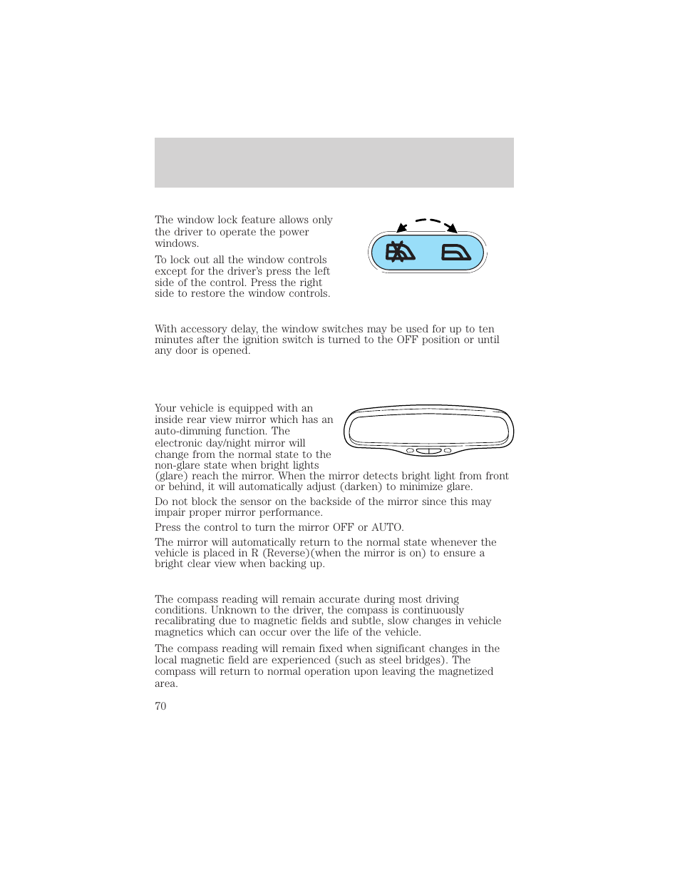 Driver controls | FORD 2002 Taurus v.3 User Manual | Page 70 / 240