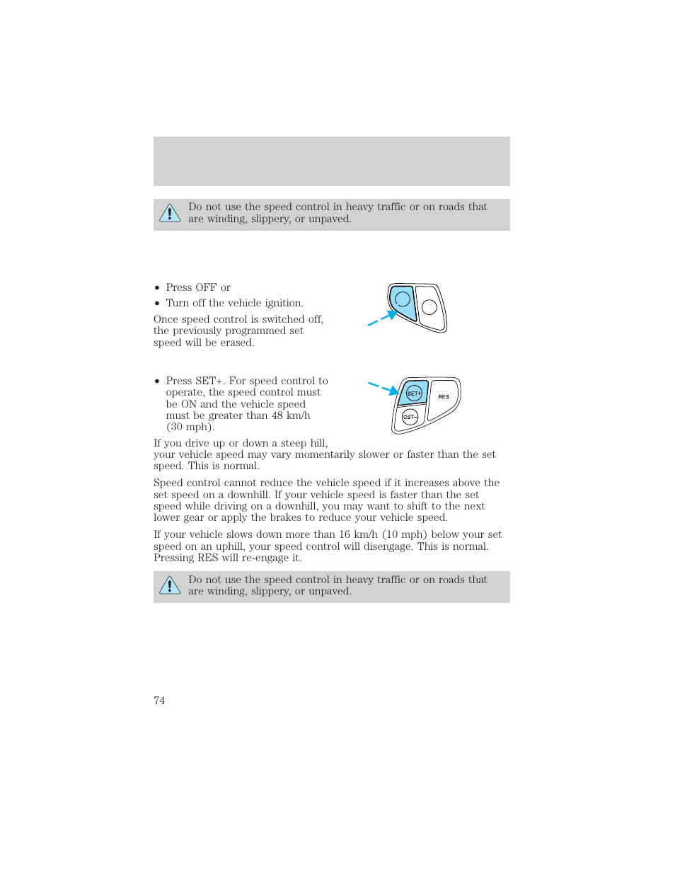 Driver controls | FORD 2002 Taurus v.3 User Manual | Page 74 / 240