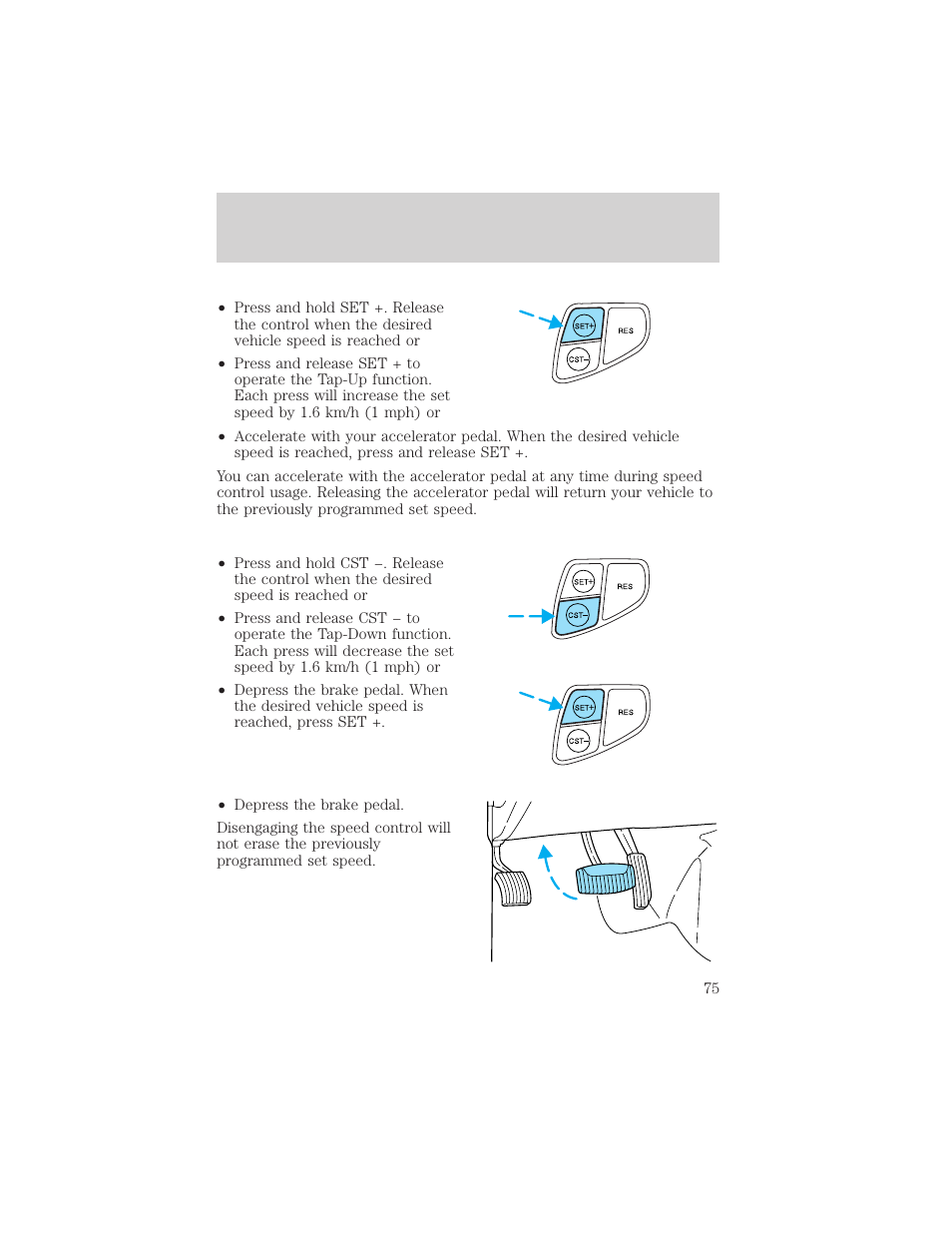 Driver controls | FORD 2002 Taurus v.3 User Manual | Page 75 / 240
