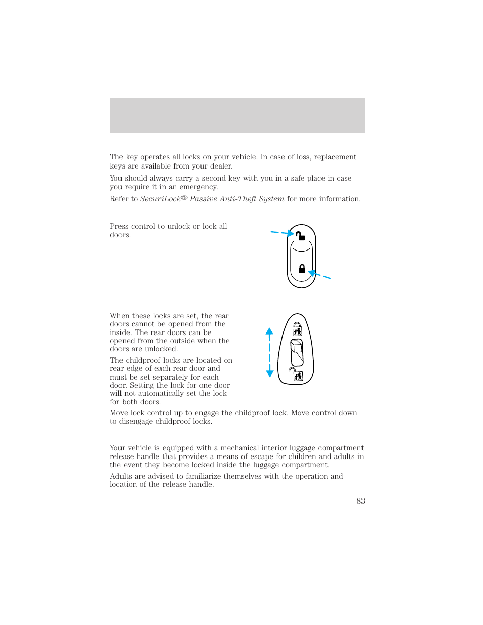 Locks and security | FORD 2002 Taurus v.3 User Manual | Page 83 / 240