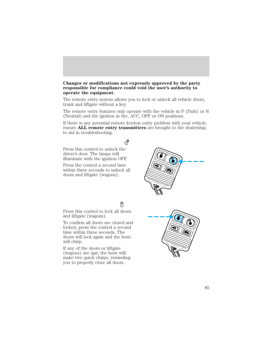 Locks and security | FORD 2002 Taurus v.3 User Manual | Page 85 / 240