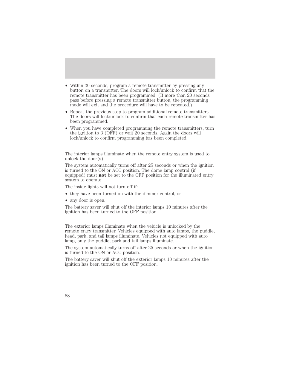 Locks and security | FORD 2002 Taurus v.3 User Manual | Page 88 / 240