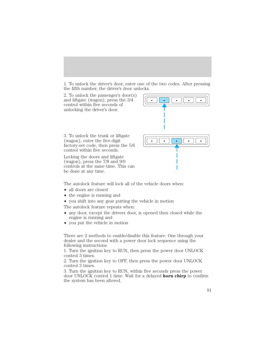 Locks and security | FORD 2002 Taurus v.3 User Manual | Page 91 / 240