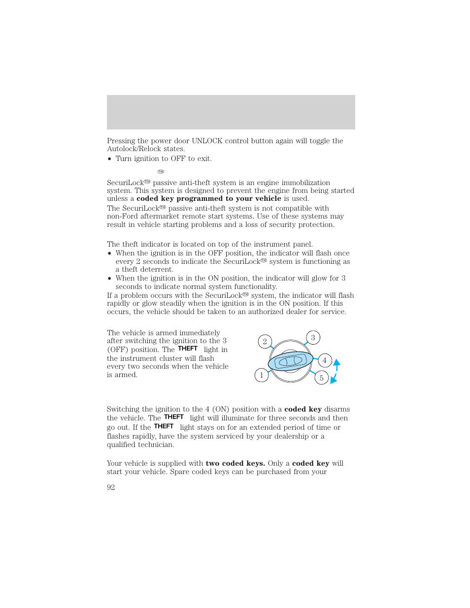 Locks and security | FORD 2002 Taurus v.3 User Manual | Page 92 / 240