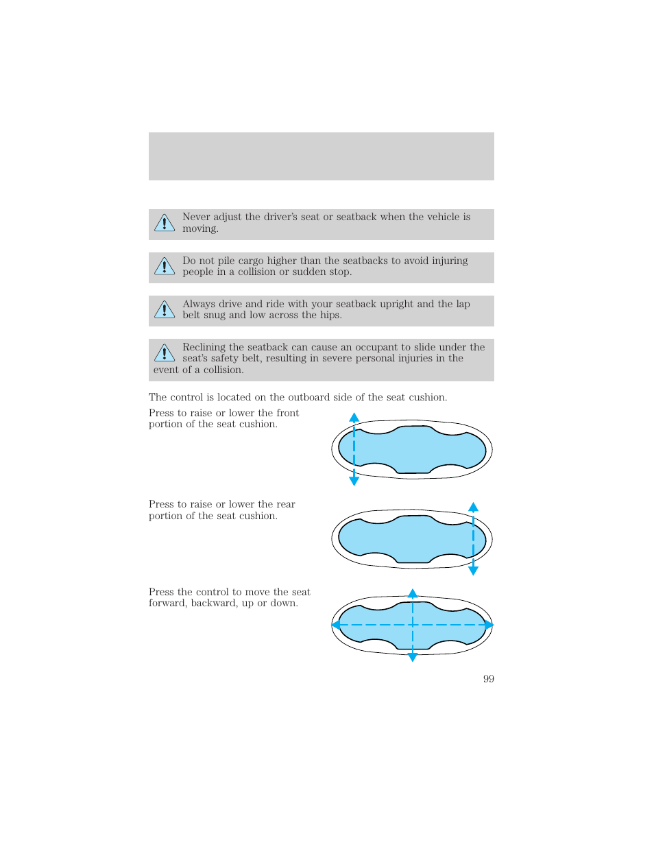 Seating and safety restraints | FORD 2002 Taurus v.3 User Manual | Page 99 / 240