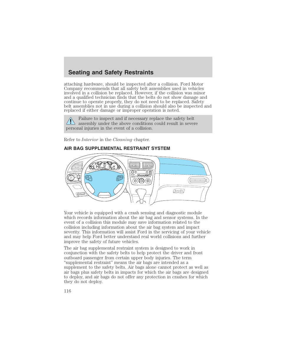 Seating and safety restraints | FORD 2002 Taurus v.4 User Manual | Page 116 / 240