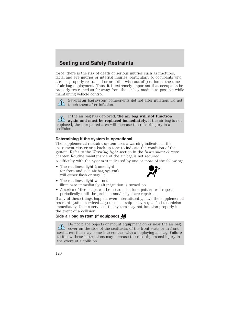 Seating and safety restraints | FORD 2002 Taurus v.4 User Manual | Page 120 / 240