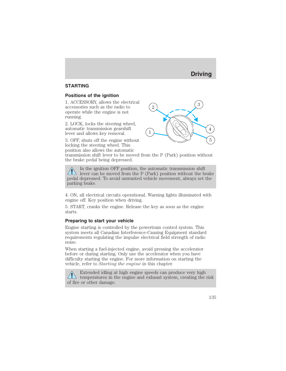 Driving | FORD 2002 Taurus v.4 User Manual | Page 135 / 240