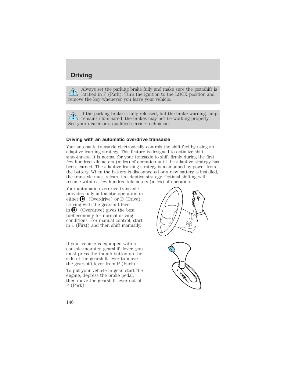 Driving | FORD 2002 Taurus v.4 User Manual | Page 146 / 240