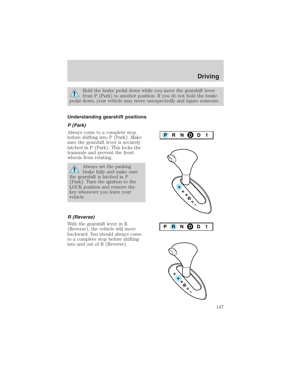 Driving | FORD 2002 Taurus v.4 User Manual | Page 147 / 240