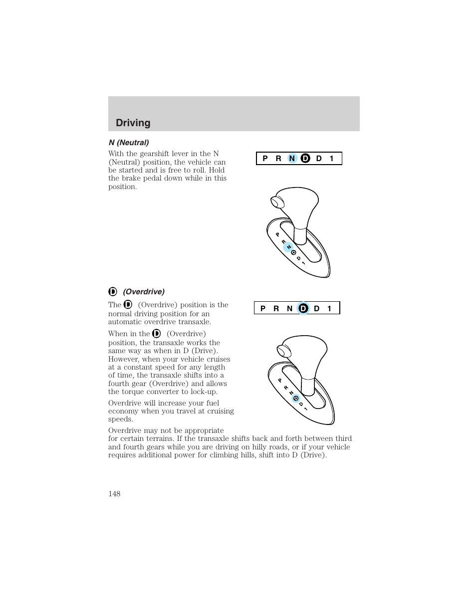 Driving | FORD 2002 Taurus v.4 User Manual | Page 148 / 240