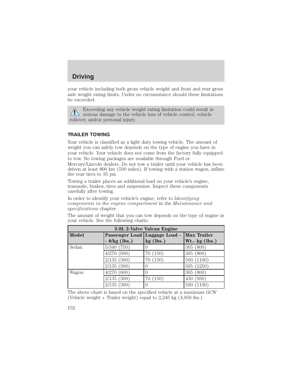 Driving | FORD 2002 Taurus v.4 User Manual | Page 152 / 240