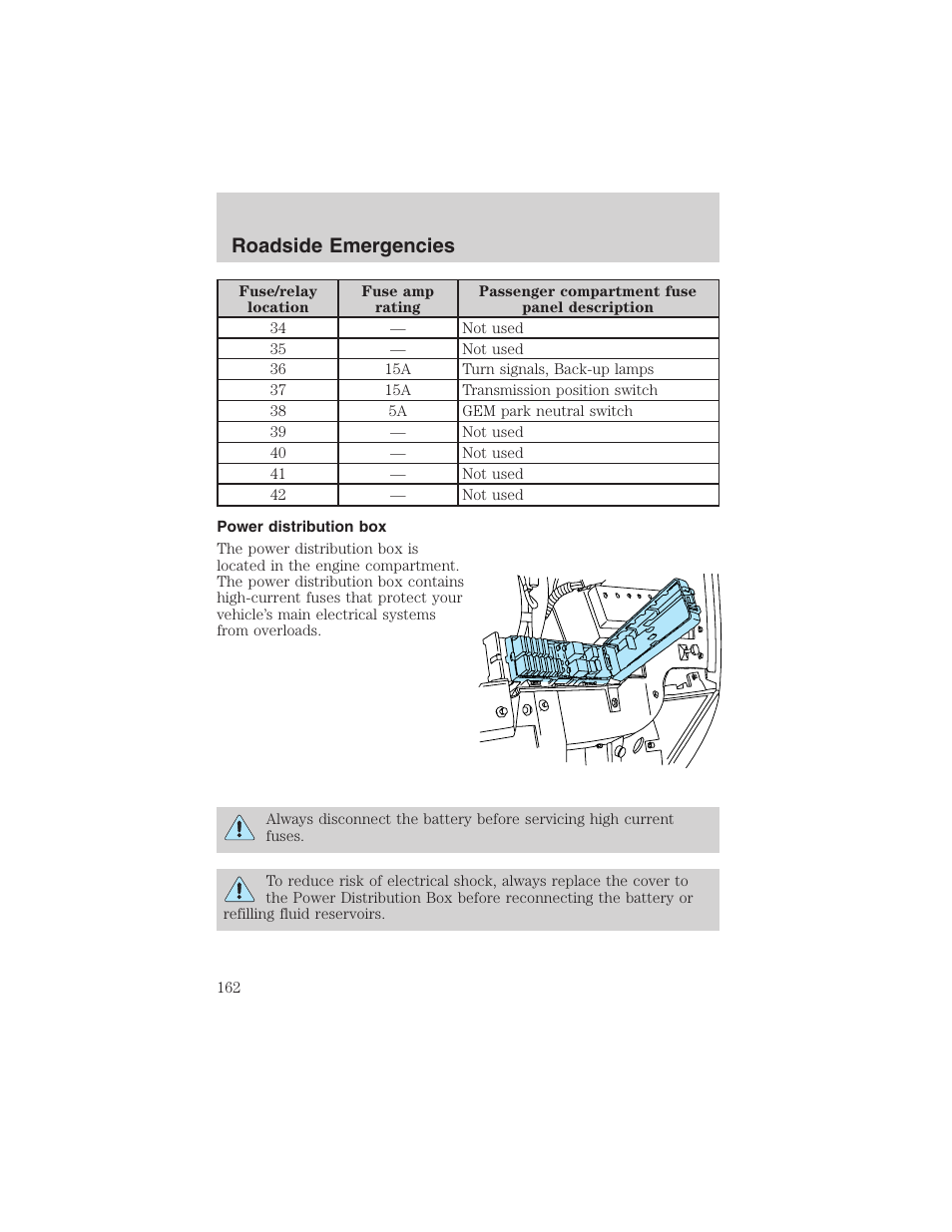 Roadside emergencies | FORD 2002 Taurus v.4 User Manual | Page 162 / 240