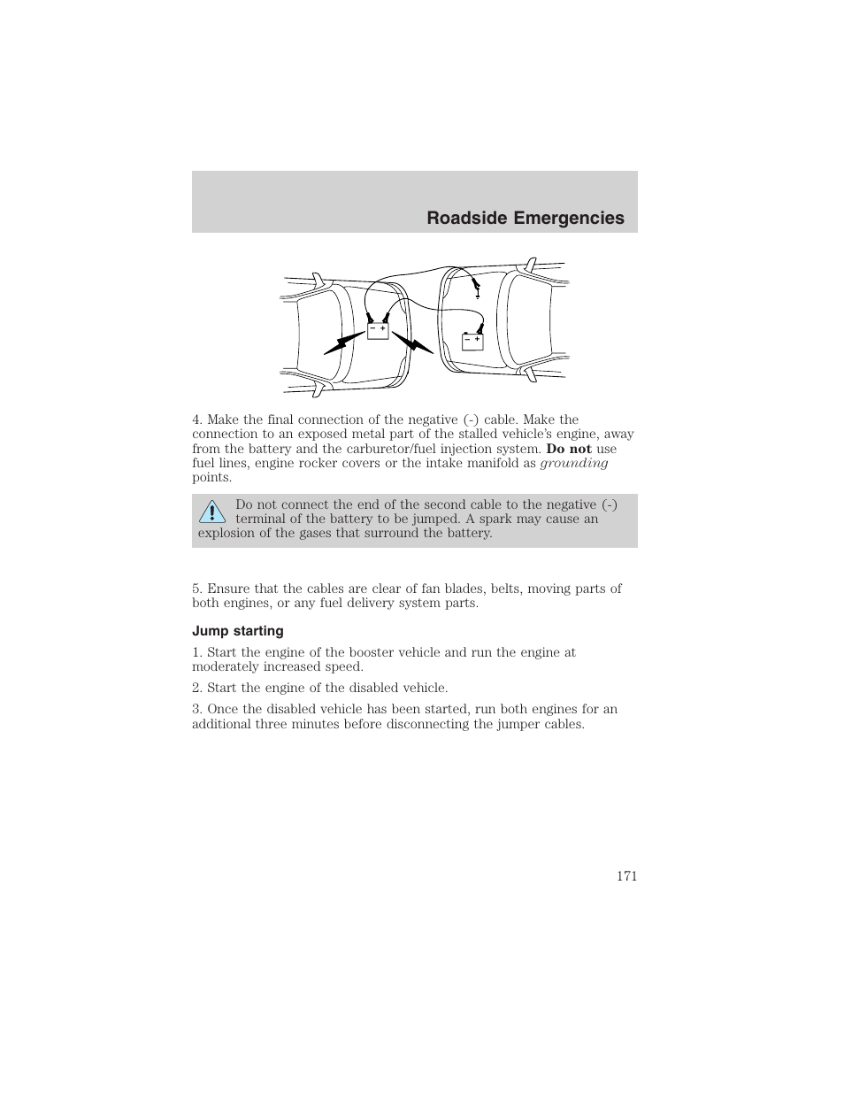 Roadside emergencies | FORD 2002 Taurus v.4 User Manual | Page 171 / 240