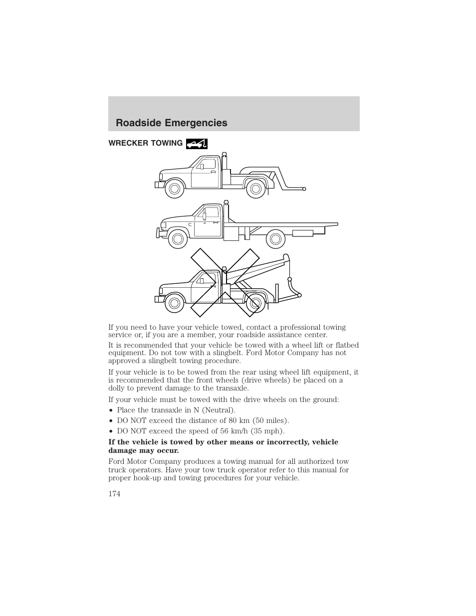 Roadside emergencies | FORD 2002 Taurus v.4 User Manual | Page 174 / 240