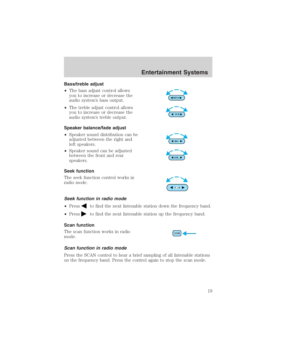 Entertainment systems | FORD 2002 Taurus v.4 User Manual | Page 19 / 240