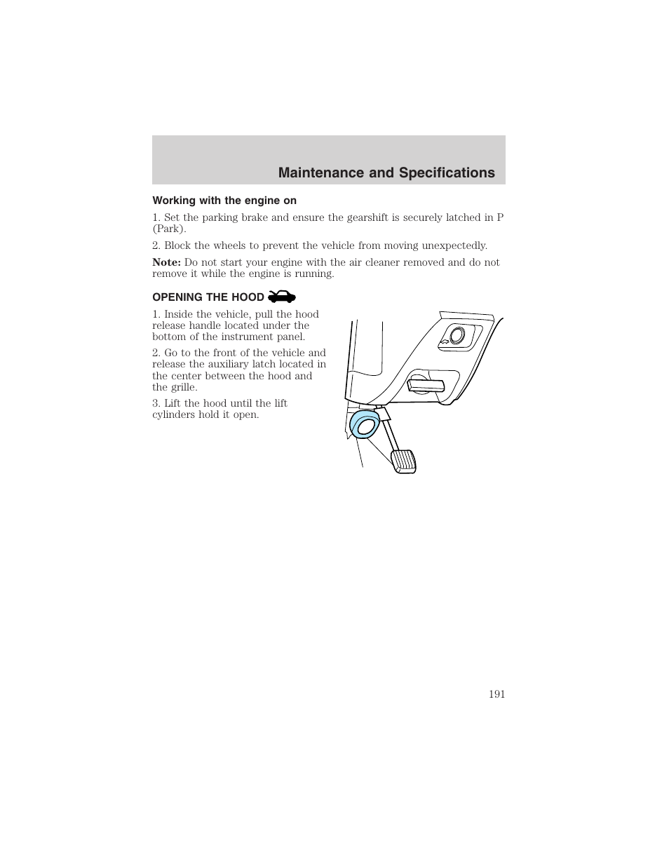 Maintenance and specifications | FORD 2002 Taurus v.4 User Manual | Page 191 / 240