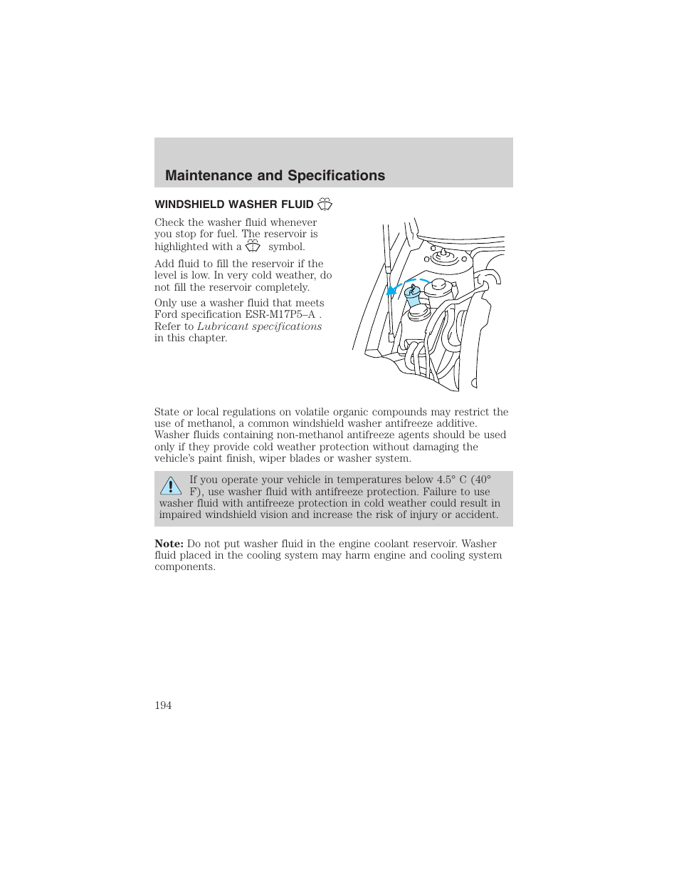 Maintenance and specifications | FORD 2002 Taurus v.4 User Manual | Page 194 / 240