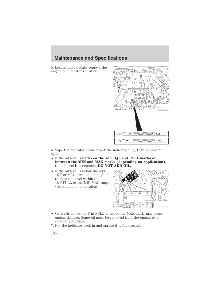 Maintenance and specifications | FORD 2002 Taurus v.4 User Manual | Page 196 / 240