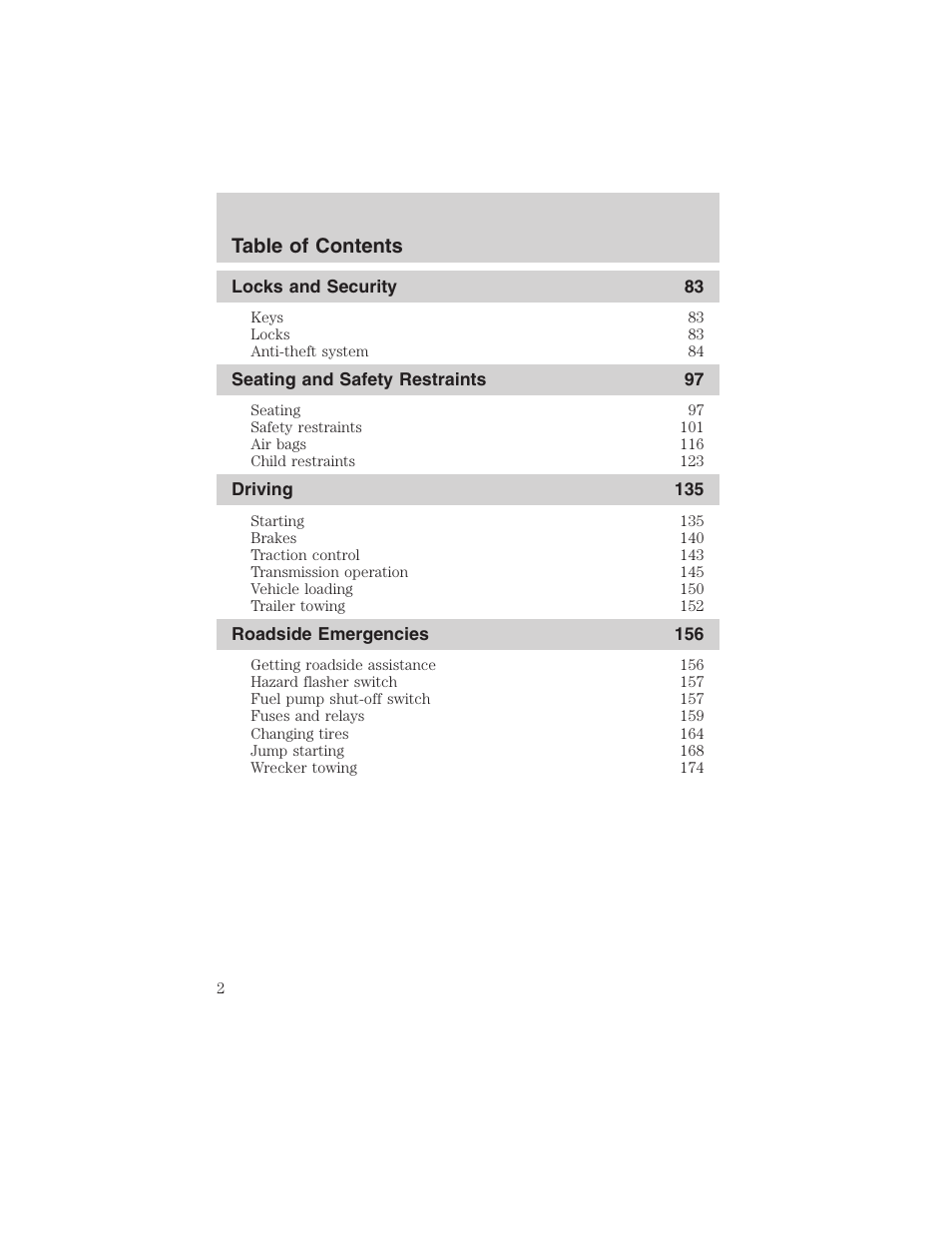 FORD 2002 Taurus v.4 User Manual | Page 2 / 240