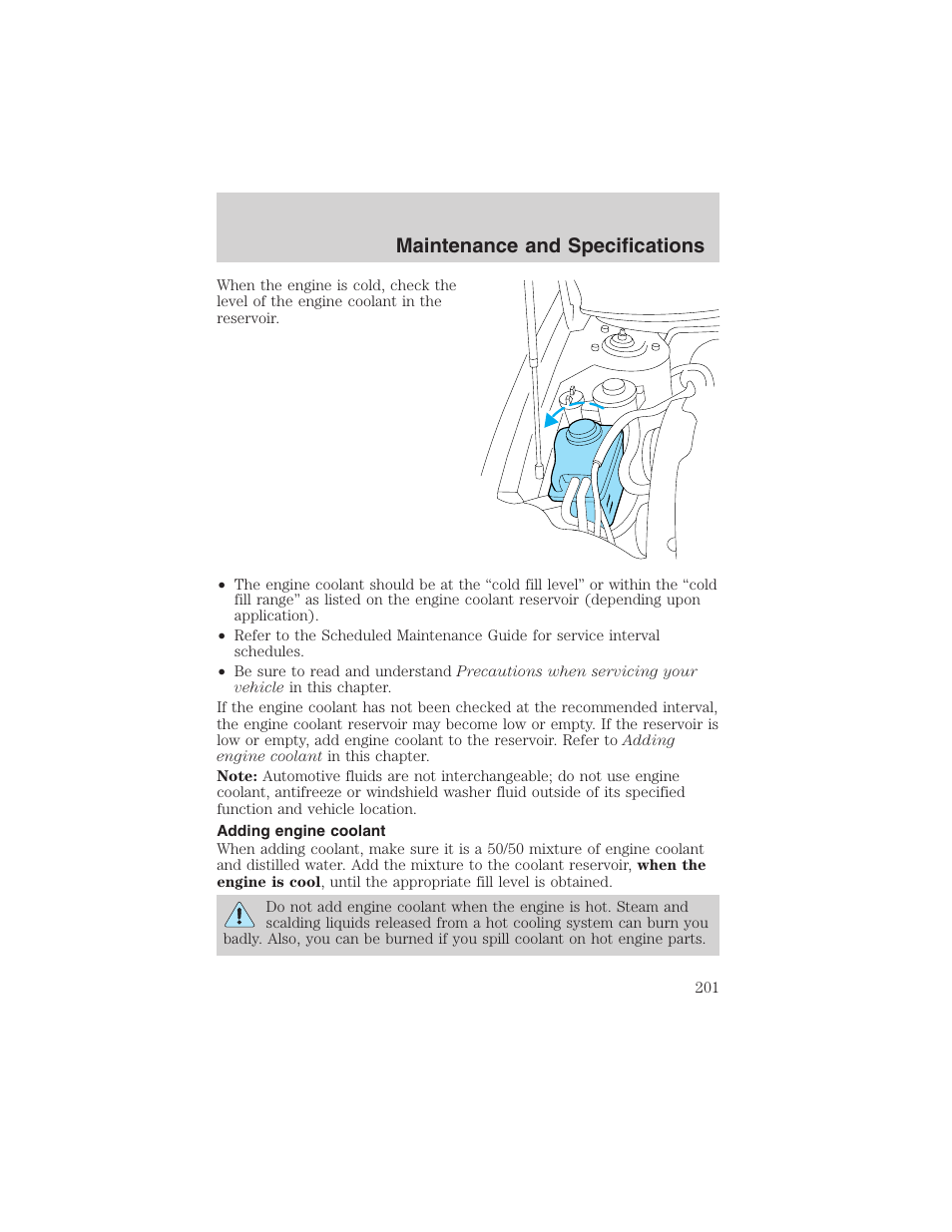 Maintenance and specifications | FORD 2002 Taurus v.4 User Manual | Page 201 / 240