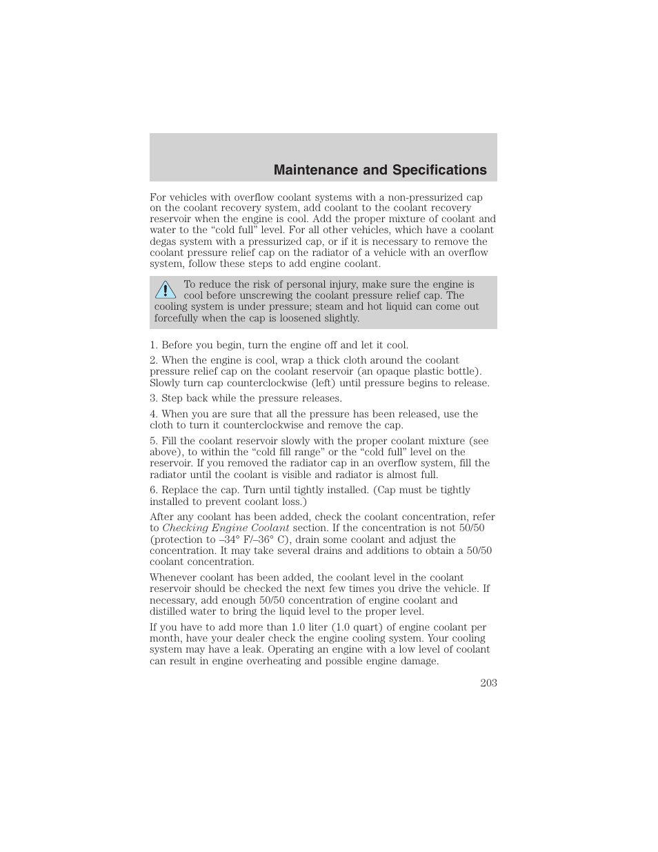 Maintenance and specifications | FORD 2002 Taurus v.4 User Manual | Page 203 / 240