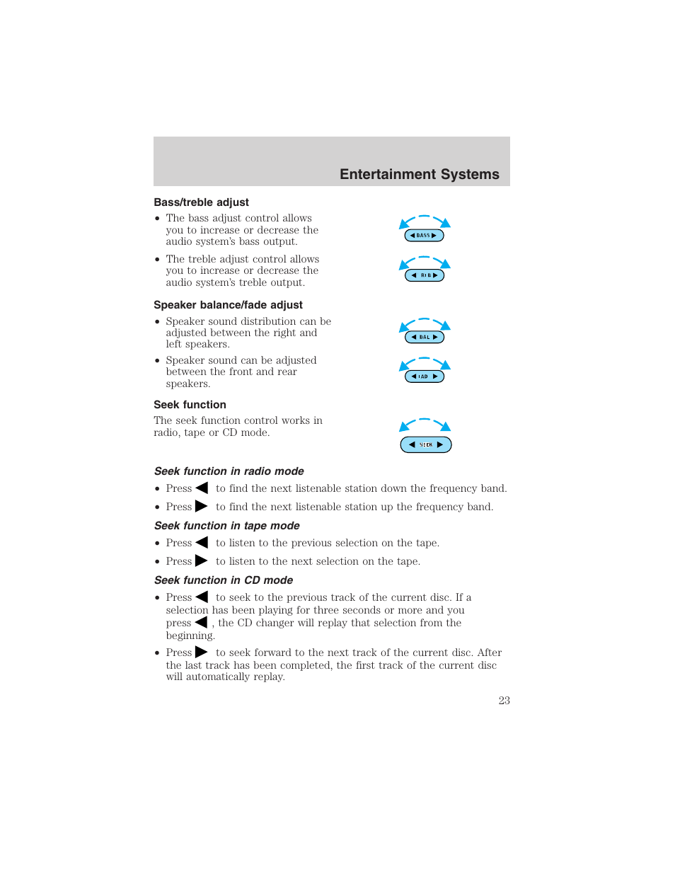 Entertainment systems | FORD 2002 Taurus v.4 User Manual | Page 23 / 240