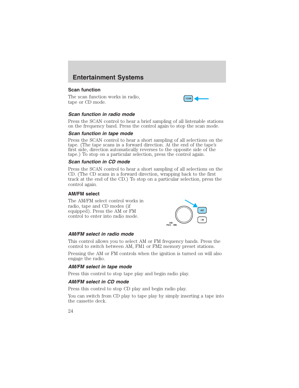 Entertainment systems | FORD 2002 Taurus v.4 User Manual | Page 24 / 240