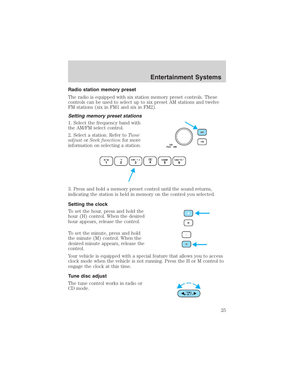 Entertainment systems | FORD 2002 Taurus v.4 User Manual | Page 25 / 240