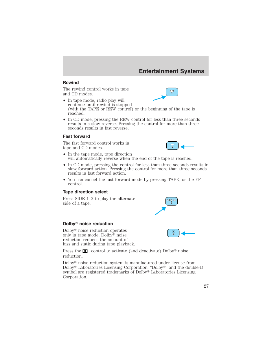 Entertainment systems | FORD 2002 Taurus v.4 User Manual | Page 27 / 240