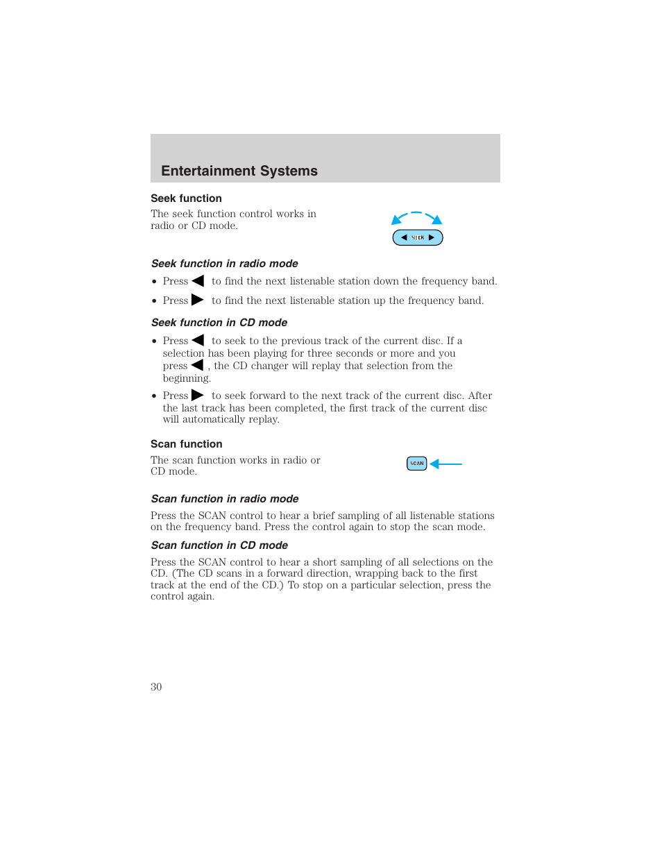 Entertainment systems | FORD 2002 Taurus v.4 User Manual | Page 30 / 240