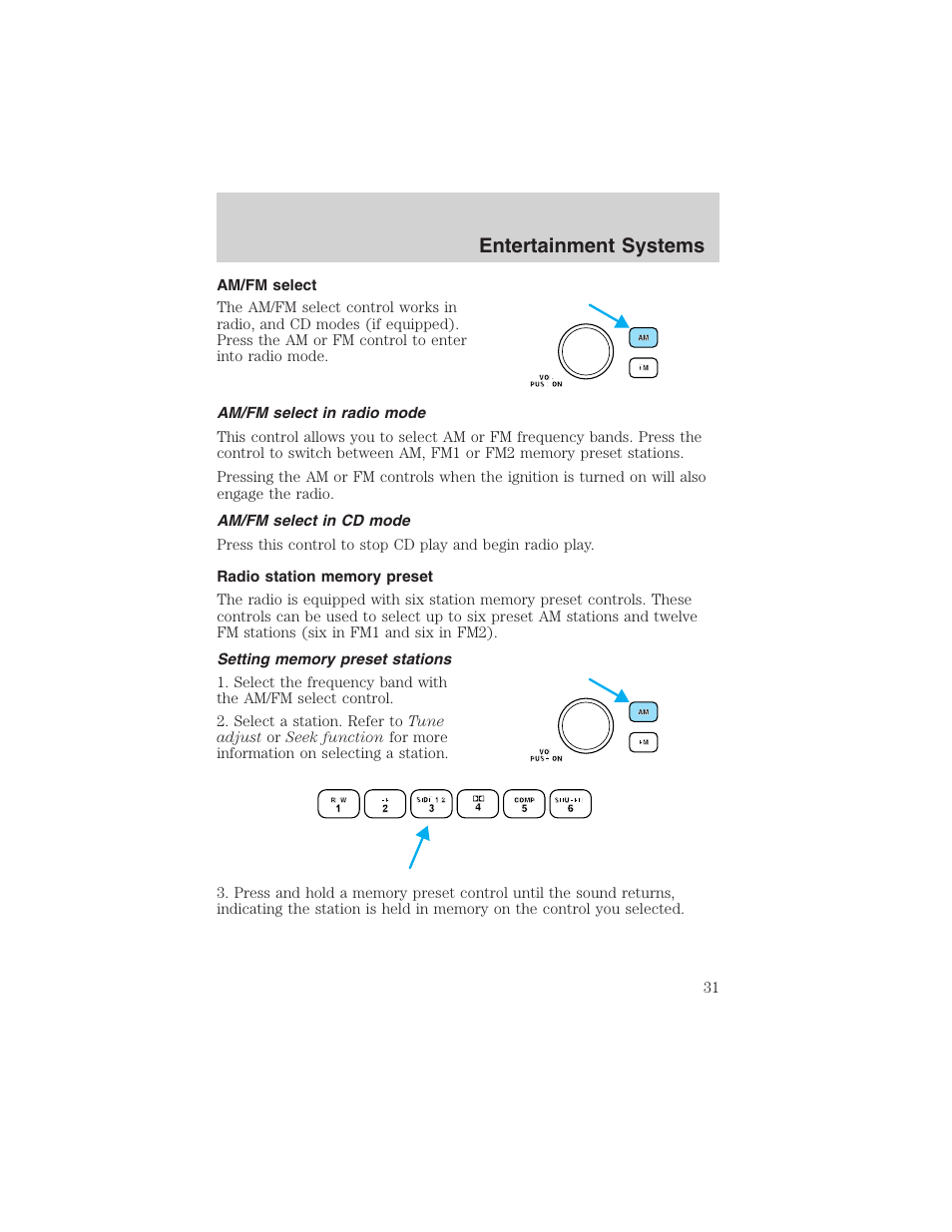 Entertainment systems | FORD 2002 Taurus v.4 User Manual | Page 31 / 240