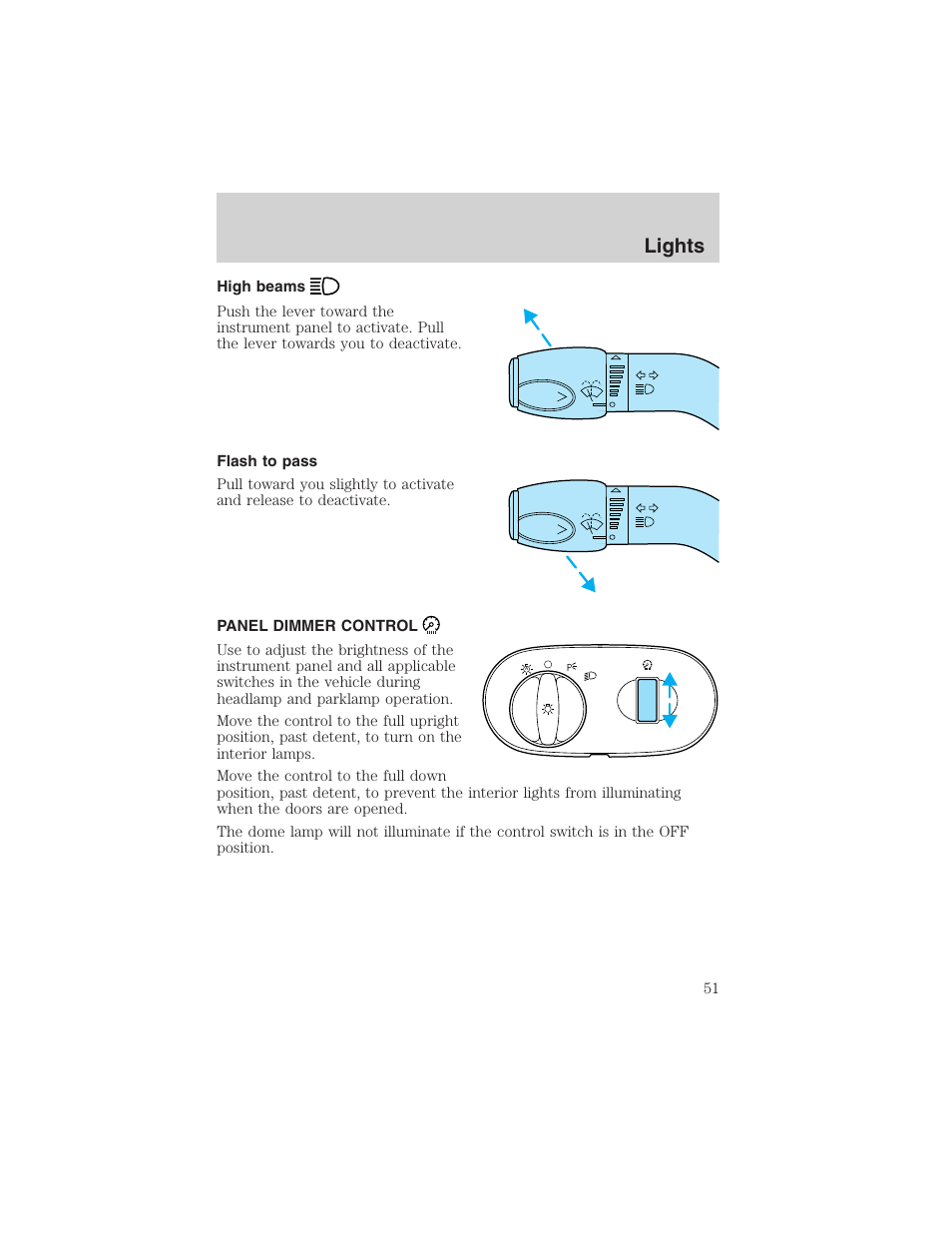 Lights | FORD 2002 Taurus v.4 User Manual | Page 51 / 240