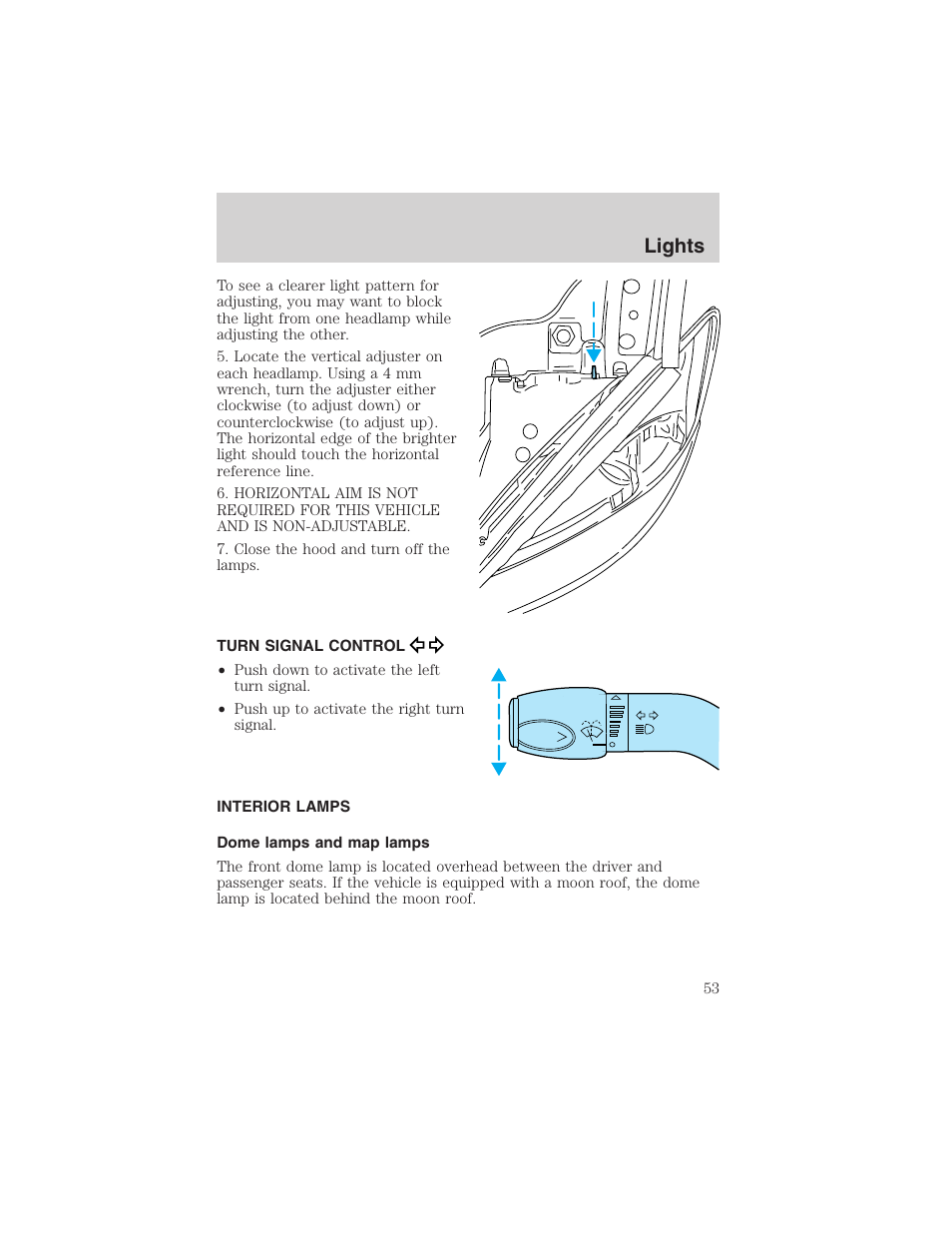 Lights | FORD 2002 Taurus v.4 User Manual | Page 53 / 240