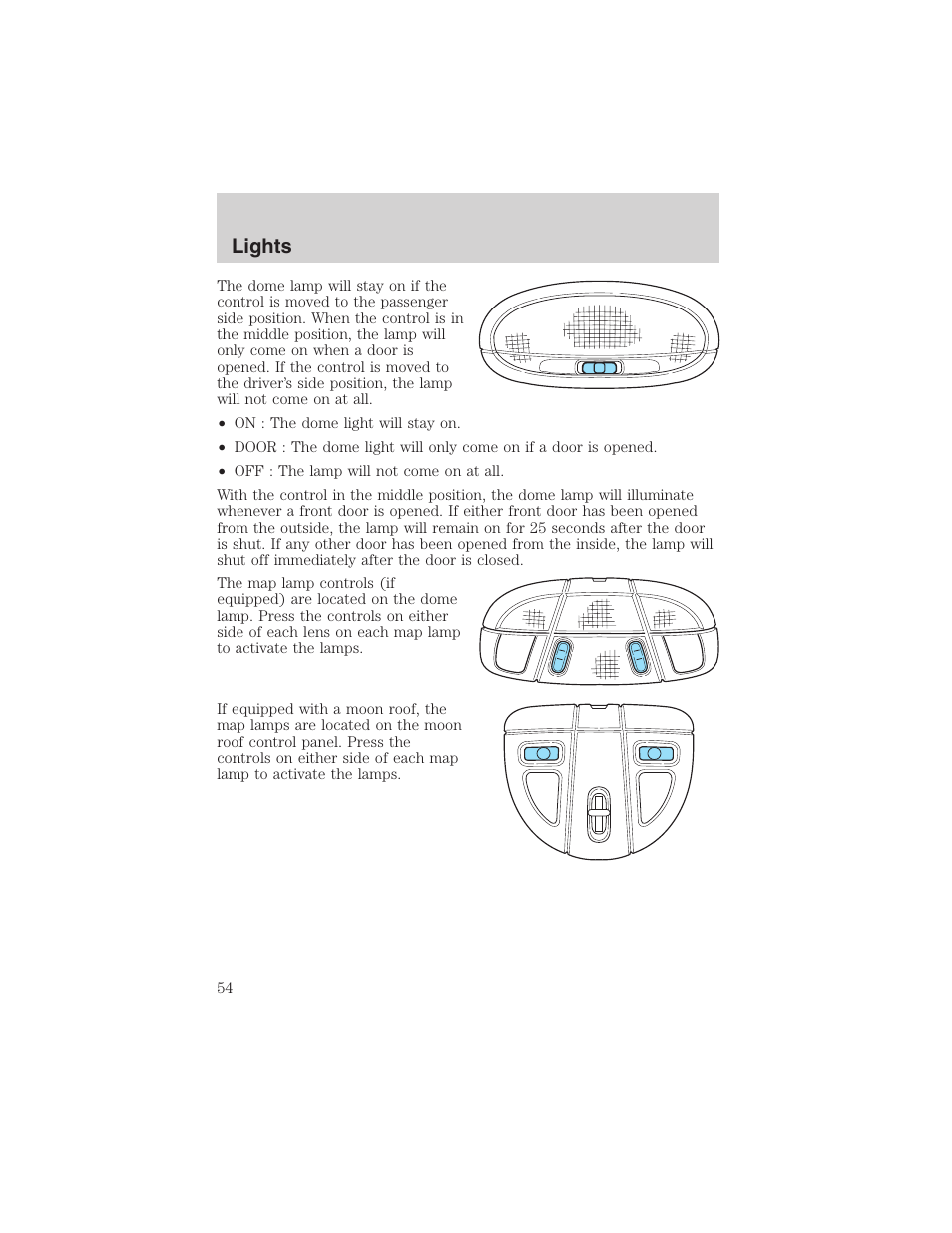 Lights | FORD 2002 Taurus v.4 User Manual | Page 54 / 240