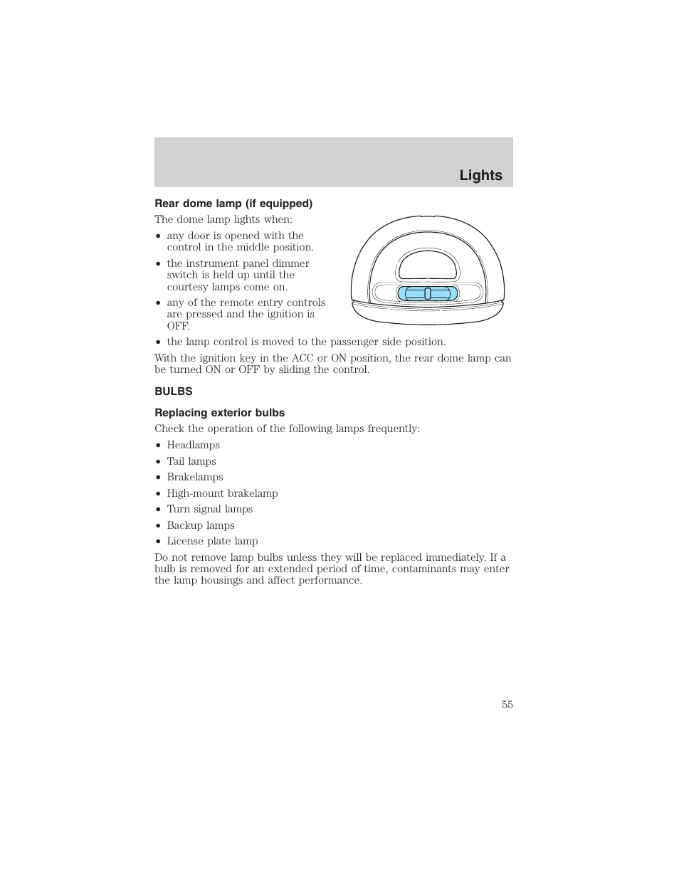 Lights | FORD 2002 Taurus v.4 User Manual | Page 55 / 240