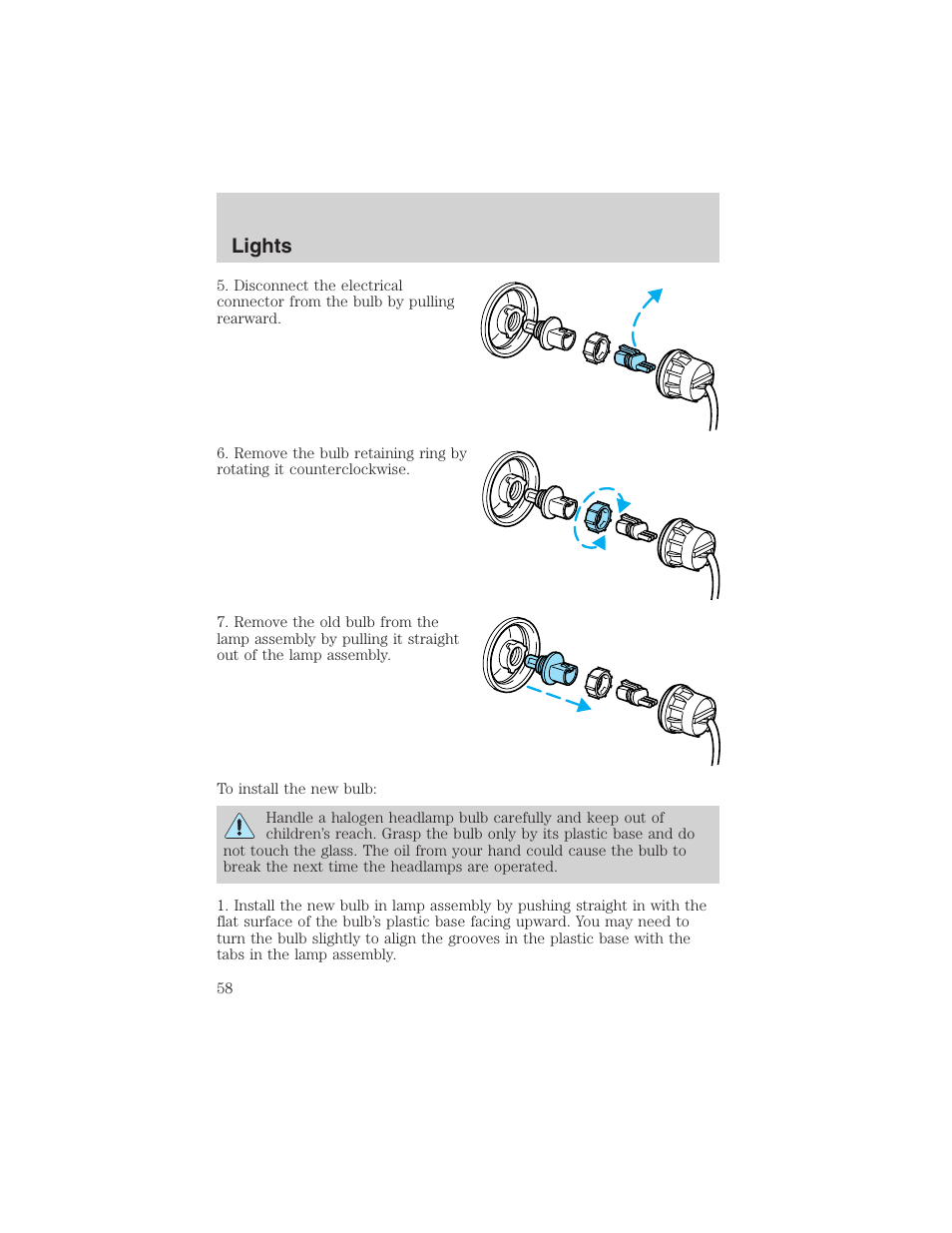 Lights | FORD 2002 Taurus v.4 User Manual | Page 58 / 240
