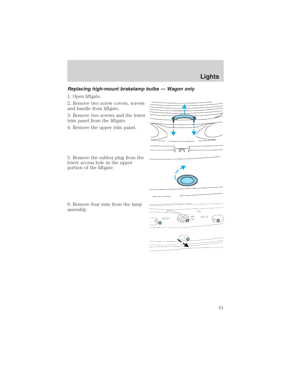 Lights | FORD 2002 Taurus v.4 User Manual | Page 61 / 240