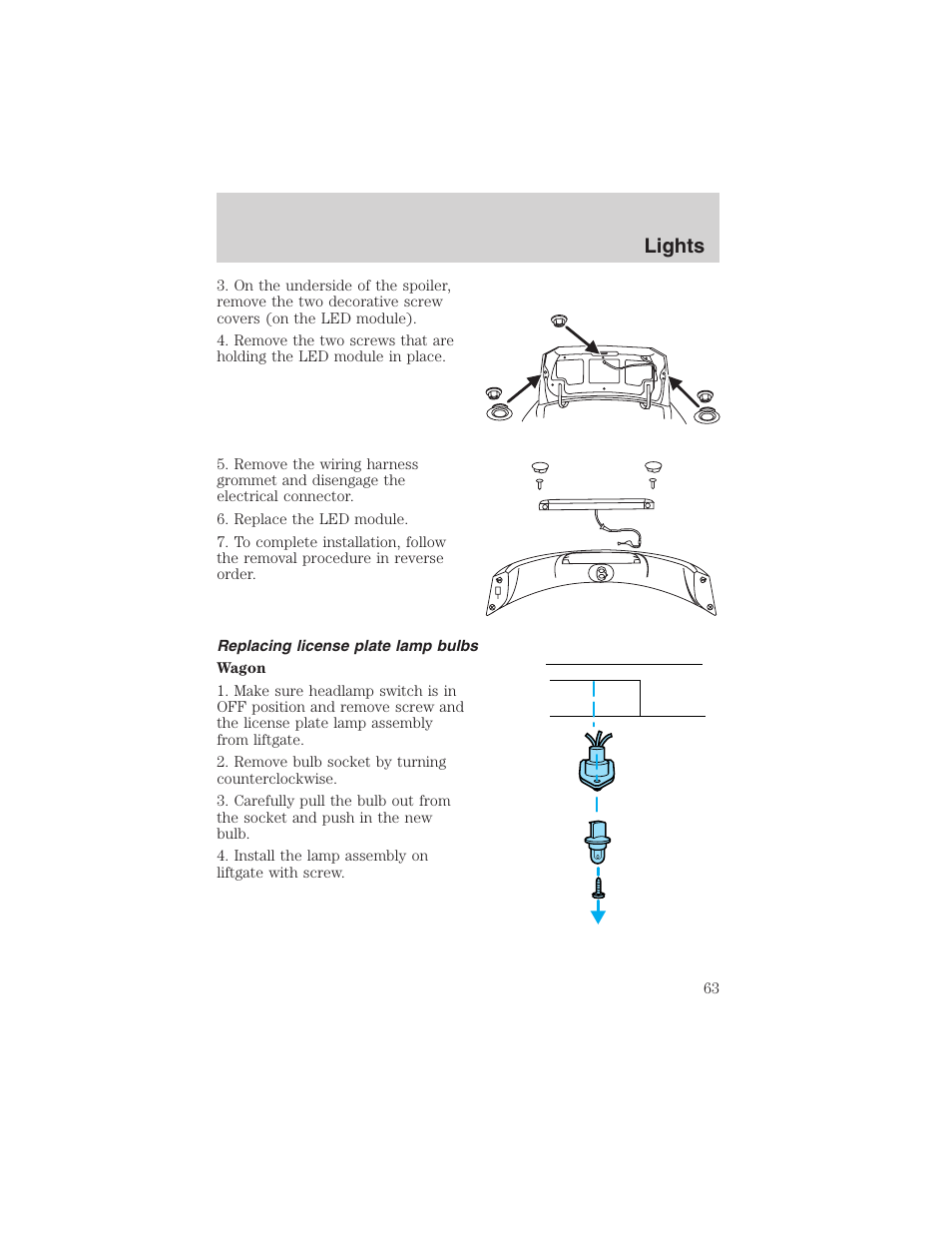 Lights | FORD 2002 Taurus v.4 User Manual | Page 63 / 240