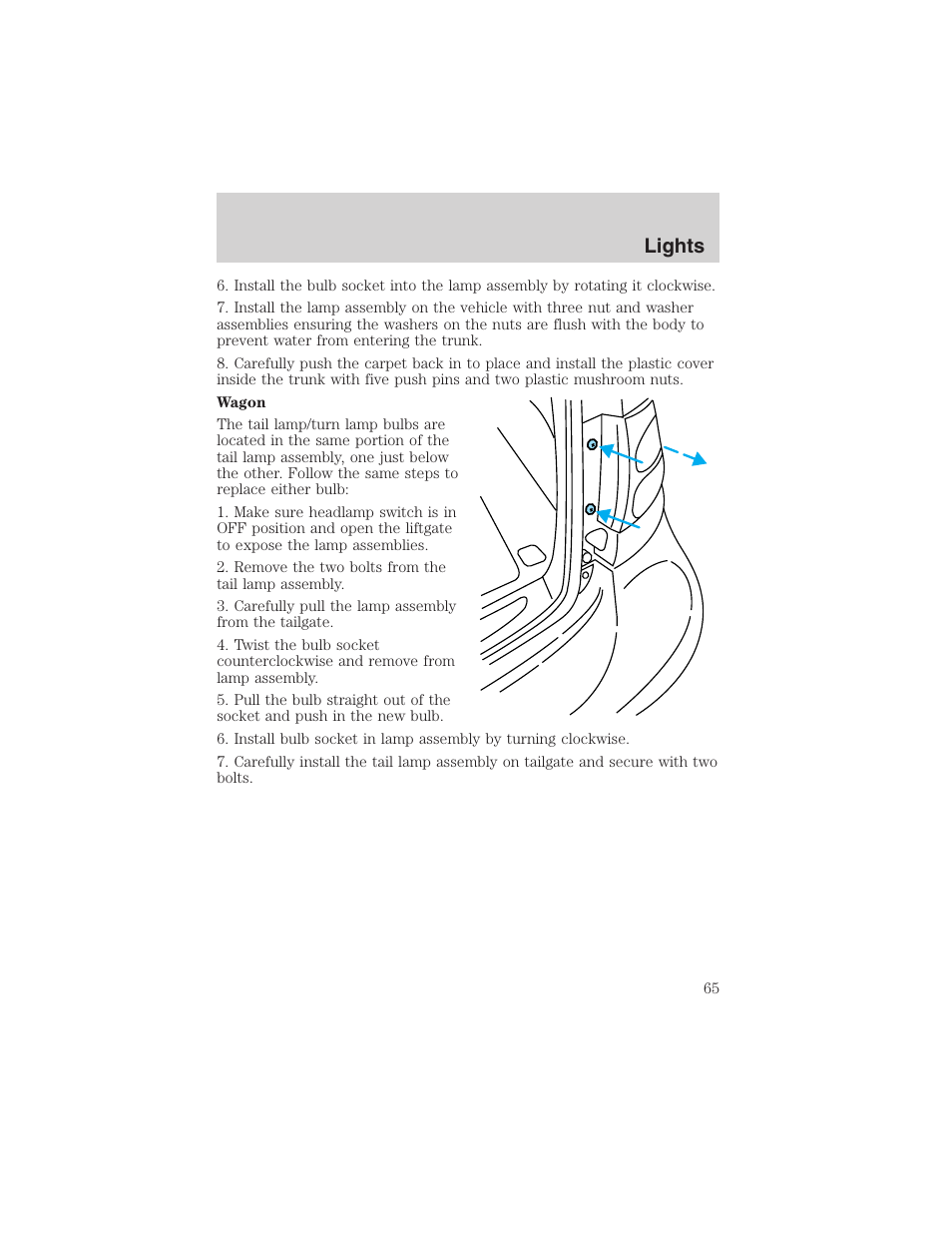 Lights | FORD 2002 Taurus v.4 User Manual | Page 65 / 240