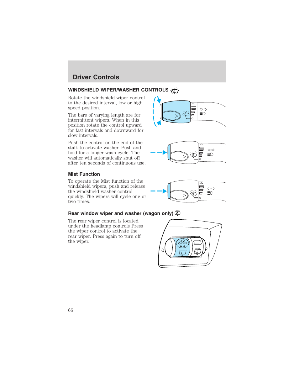 Driver controls | FORD 2002 Taurus v.4 User Manual | Page 66 / 240