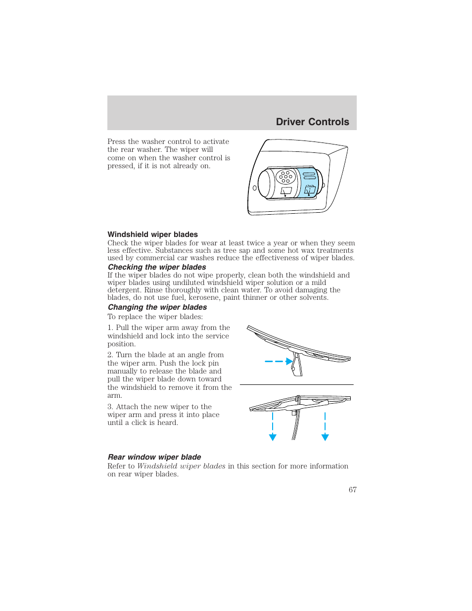 Driver controls | FORD 2002 Taurus v.4 User Manual | Page 67 / 240